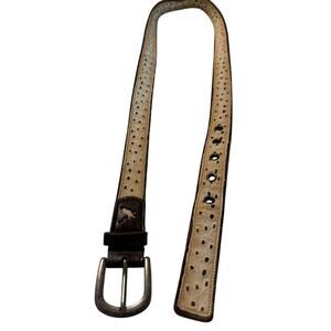 American Eagle Cotton Brown Genuine Leather 1/18 Wd Belt W L 42 in